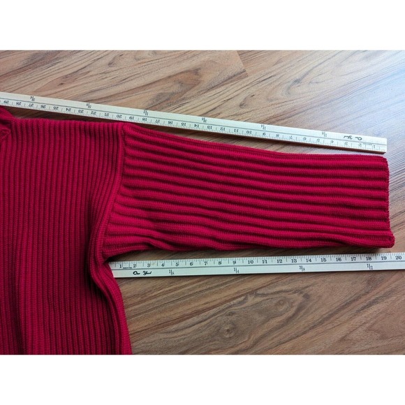 Bergdorf Goodman Sweater Women's M Red CHUNKY Wool Oversized Cable Knit B3 - Picture 11 of 11